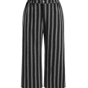 Jacquard middle waist striped straight leg trousers.